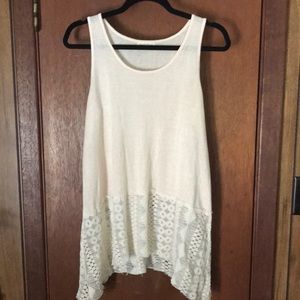 High low cream tank top